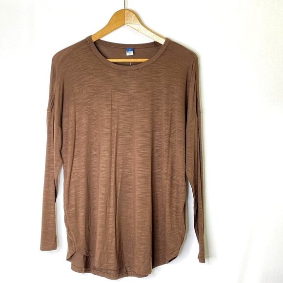 Old Navy Luxe Pullover Long Sleeve Knit Top Womens size XS Brown Rayon Blend - Picture 1 of 7
